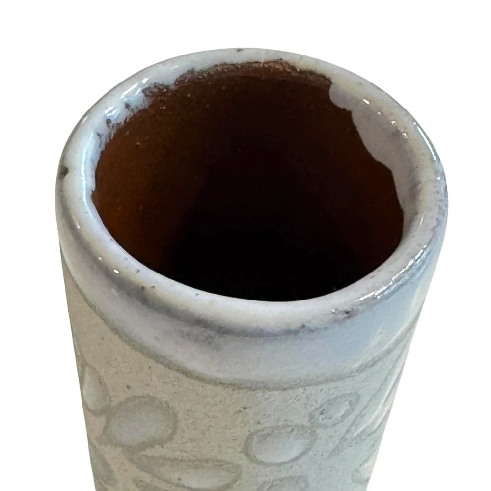 Vtg Mexican Stoneware Shot Glasses Set of 3 Talavera Floral Relief Tequila Cups